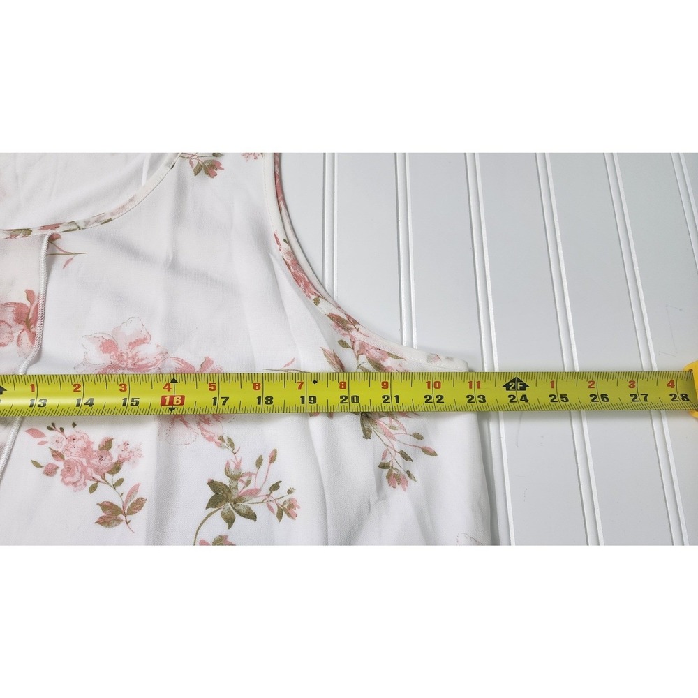 Womens XXL White Pink Floral Sleeveless Blouse - Picture 9 of 11